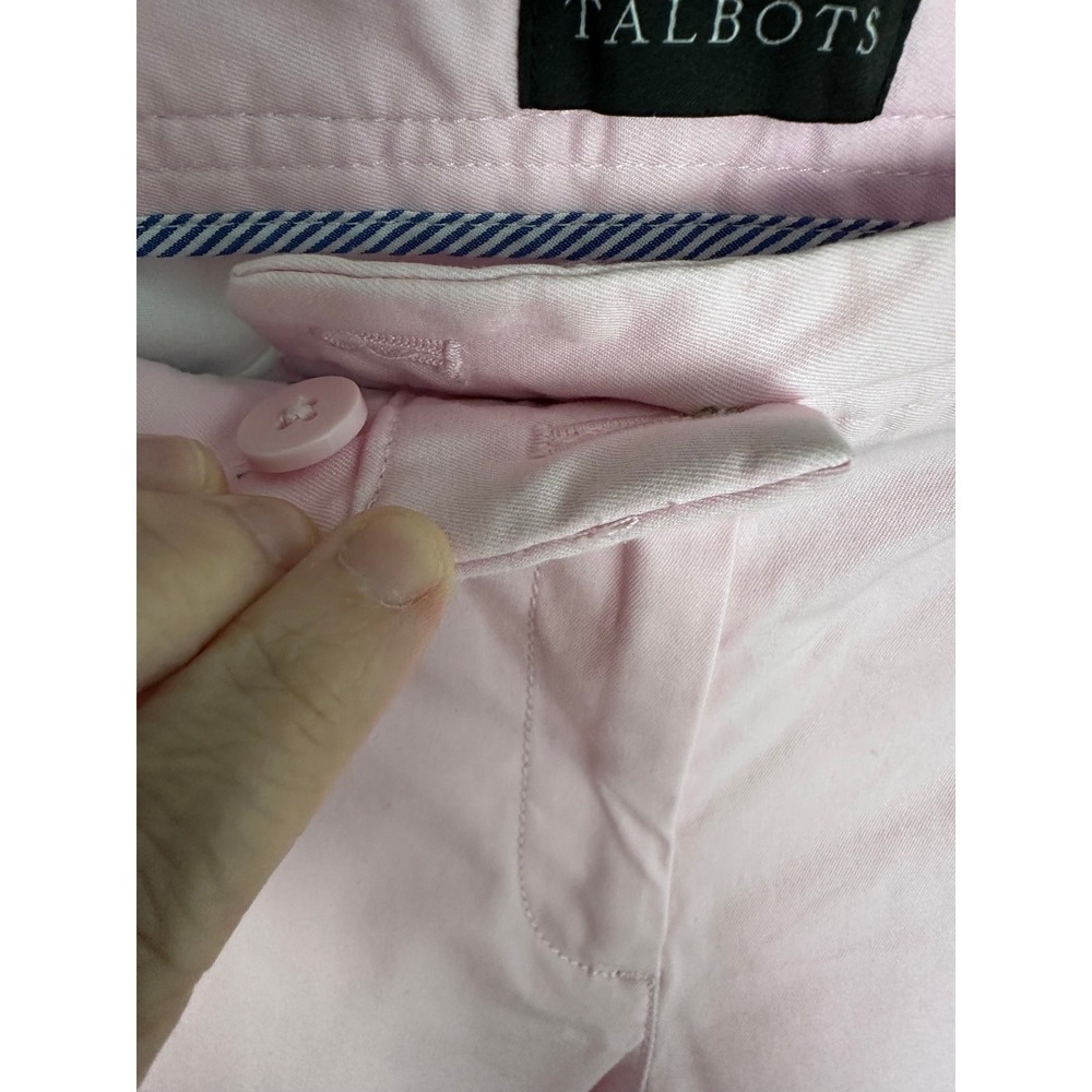 Talbots Relaxed Chino Pants Women's 10 Pink Button Front Pockets Solid Preppy - Picture 4 of 8